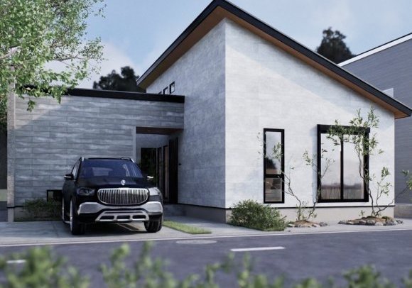 勾配天井で開放感があるリビング！おしゃれな1.5階建て