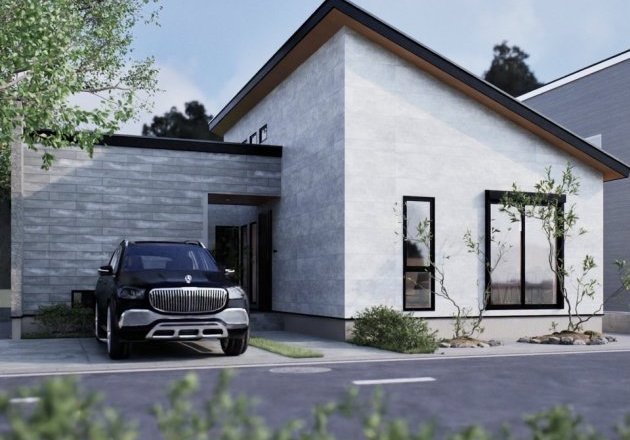 勾配天井で開放感があるリビング！おしゃれな1.5階建て