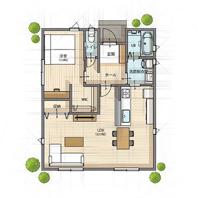 北20.37坪　平屋