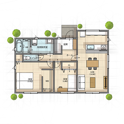 北22.87坪　平屋