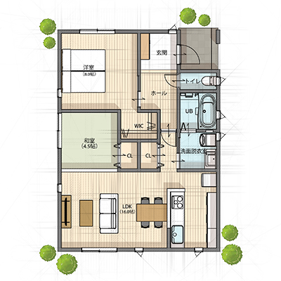 東西22.21坪　平屋
